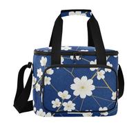 Wudan Navy Cherry Blossom Style Base handheld cooler tote 6mm EPE Foam Filled Office Office Workers