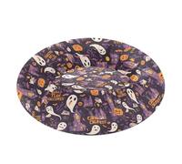 Wudan Pet Cat Beds Relieve Stress Fluffy Cat Cave Bed for Medium Size Pets Sleeping M Halloween Skulls Bats Boos Crows