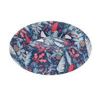 Wudan Pet Cat Beds Relieve Stress Fluffy Cat Cave Bed for Small Size Pets Sleeping XS Christmas Holly Pine Cone Berry Blue