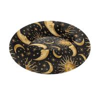 Wudan Pet Cat Beds Removable & Washable Fluffy Calming Bed for Medium Size Pets Sleeping M Golden Sun Moon Stars Boho on Black