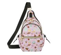 Wudan Womens Crossbody Bags Adjustable Strap Mens Sling Backpack for Running,Hiking Pink Halloween Sweets and Ghosts