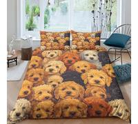 WudAnghao Cockapoo 3D Print Duvet Cover Bedding Sets Soft Microfiber 3 Pieces Dog Quilt Cover with Zipper Closure for Kids Teens Adults Set with Pillowcases Comforter Cover Double（200x200cm）