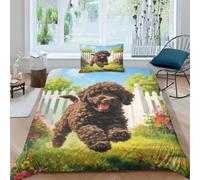 WudAnghao Cockapoo 3D Print Duvet Cover Soft Microfibre Dog Quilt Cover 2 Pieces Bedding Sets with Hidden Zipper Closure with Pillowcase for Boys Girls Comforter Cover Single（135x200cm）