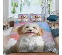 WudAnghao Cockapoo Duvet Cover 3D with Hidden Zipper Closure Dog Quilt Cover Bedding Sets Soft Microfiber 3 Pieces Comforter Cover Set with Pillowcases for Teens And Adults King（220x240cm）
