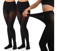 WUDEUI 3 Pairs 100D Black Tights Women, Soft Opaque Footed PantyhoseTight, High Waist Tummy Control Leggings for Ladies Girls
