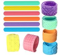 WUDEUI 6PCS Sensory Slap Bracelets, Textured Silicone Fidget Wristband Bands for Stress Anxiety Autistic ADHD, Wearable Calm Down Travel Airplane Essentials Toys for 3+ Year Old Boys Girls Teens