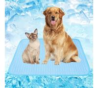 WUDEUI Dog Cooling Mat, Ice Silk Pet Cooling Pad for Summer, Washable Cat Cool Bed for Outdoor Indoor Kennels Crates Car Seats (Blue, 39.4 * 29.5'')