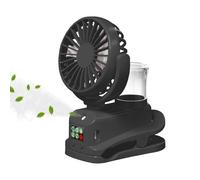WUDEUI Mini Portable Clip on Misting Fan, USB Rechargeable Desk Fans, 4 Speed Adjustable Cooling Spray Fan for Summer Home Stroller Office and Outdoor (Black)