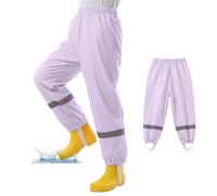 WUDEUI Waterproof Trousers Kids, Lightweight Rain Overtrousers for Boys Girls, Mud Proof Rainy Pants with Reflective Strip for Toddler Children Age 3-10 Years School Outdoor Play Purple