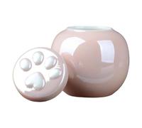 Wudhgslc Ceramic Pet Urn 350ml Glossy Round Body 3D Print Memorial | Moisture-proof seal keeps contents dry, while the wide round mouth makes ash handling simple and respectful and serene.