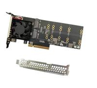 Wudhgslc PCIe 3.0 X8 to M.2 NVMe SSD Expansion Card Adapter Quad 4-Bay with Cooling Fan PLX8747 Chip, Main Board Split-Free