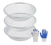 Wudhgslc Soil Sifter for Gardening with 3 Mesh Openings, Rock Debris Filter | Three mesh sizes plus included gloves protect hands during sieving, making garden sifting for hobbyists.