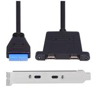 Wudhgslc USB 3.0 Front Panel Port Extension Cable 19/20Pin to 2 USB C