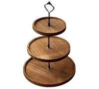 Wudhgslc Wooden Cake Stand Three-Layer for Cakes Desserts Display 25x36 cm | Three-layer wood display elevates desserts, cupcakes and snacks with stable, stylish presentation for weddings and parties.