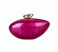 WuDiaoer Acrylic Shell Shape Clutch Bag Trendy Metallic Acrylic Clutch Shiny Egg Purses and Handbags for Women Wedding Party, Rose Red