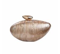 WuDiaoer Acrylic Shell Shape Clutch Bag Trendy Metallic Acrylic Clutch Shiny Egg Purses and Handbags for Women Wedding Party, Coffee