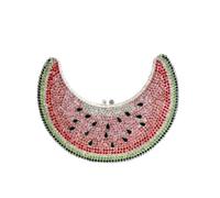 WuDiaoer Gorgeous Women Crescent Watermelon Crystal Evening Bag Fruit Rhinestone Clutch Purse Diamond Bridal Prom Handbag, Green Red
