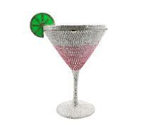 WuDiaoer Novelty Goblet Rhinestone Evening Bag Cocktail Cup Diamond Clutch, Red Pink, 27.1 Ounces