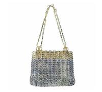 WuDiaoer Novelty Metal Sequins Purse Hollow Out Metallic Evening Bag Glittering Ladies Crossbody Bag Beaded Bag for Party, Gold Silver