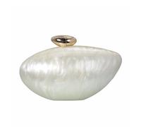 WuDiaoer Shell-shaped Acrylic Clutch, trendy metallic acrylic evening bag, shiny egg purses and handbags for women, wedding, party, 8.3x3.9x2.6 inches