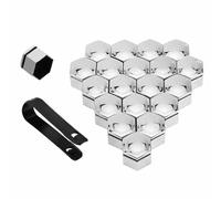 WUDIJING 20PCS Wheel Nut Covers for Audi A3 Sportback 4 (IV) 8Y S-Line I 2020-2024, Hexagonal Tire Nut Covers with Removal Tool Set for Cars Enhance Car Wheel Finish & Prevent Corrosion,Silver-17mm