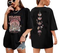 Wudlads Acotar Night Court T Shirt Women Velaris City of Starlight Tshirt Night Court Graphic Tee Oversized Short Sleeve Tops, Black-2, S