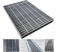 WUDLEP 100 * 30 * 3cm Outdoor Galvanized Steel Drain Grate, Heavy Duty Drain Cover, Silver Rust-Proof Metal Sewer Grate for Driveway, Garage, Yard