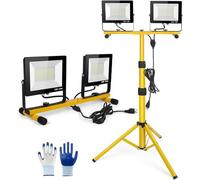 WUDLEP 100W Work Lights with Stand, 2 Adjustable Head LED Work Light, 16.4FT Cord with Adjustable and Waterproof Foldable Tripod Stand, for Workshop, Garage, Basement