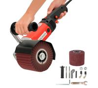 WUDLEP 1400W Electric Drum Sander, Handheld Electric Burnishing Tool Machine with 2 Wheel, 8 Variable Speed Metal Wheel Sander Polisher, for Wood, Tile, Stainless Steel