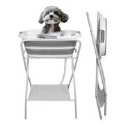 WUDLEP 2 in 1 Foldable Dog Bathtub & Pet Washing Station, Portable Elevated Pet Tub with Drain Hole and Pipe, Indoor/Outdoor Grooming & Shower for Dogs & Cats
