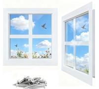 WUDLEP 2 Pack 12" x 12" Shed Window, White Flush Mount Window with Tempered Glass, Aluminum Household Windows with Screws for Playhouses, Sheds, Garage and Chicken Coops