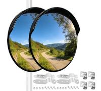 WUDLEP 2 Pack Convex Traffic Mirrors, 45CM Diameter Adjustable Safety Convex Mirror, Wide Angle Convex Mirror With Plastic Brim, for Garage, Driveways, Courtyard and Warehouse