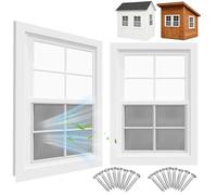 WUDLEP 2 PCS Shed Windows, 14" x 21" Household Sliding Windows, Aluminum Flush Mount Window with Tempered Glass, for Chicken Coop, Poultry Houses, Household, Garage, White