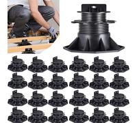 WUDLEP 24 Pcs Deck Support Pedestals,30-60mm Height Adjustable Deck, Deck Foundation Base Support, for WPC, Wood, Aluminiums Projects, Black
