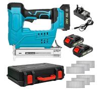 WUDLEP 26V Cordless Brad Nailer Kit, 2 in 1 Electric Stapler Gun with Tool Case, Fast Charger with 2 x 2000MA Lithium Battery, 1000pcs Free Staples, for Upholstery and Woodworking