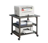 WUDLEP 3-Tier Movable Printer Stand, Large Printer Table with Wheels, Mobile Cart Under Desk with Storage Rack, Sturdy Little Table for Home, Office, Greige