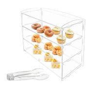 WUDLEP 3 Tiers Clear Counter Top Bakery Display Case， Pastry Display Cabinet 18"x10"x17" Party Desserts Rack Cake Bread Stand, for Display Pastry Cup Cake Donut with Cake Serving Tong
