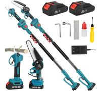 WUDLEP 4-in-1 Pole Saw & Electric Pruning Shears, 6 Inch Chainsaw and Cordless Pruning Shears for Garden Pruning, 2m Reach Pole and 2 * 36V 3.0Ah Battery for Tree Trimming, Blue