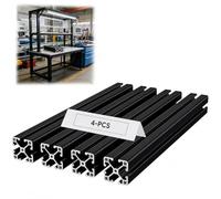 WUDLEP 4 Pcs 4040 T Slot Aluminum Extrusion Profile, 1000mm European Standard Anodized Linear Rail, Extruded Linear Motion Guide Rail for 3D Printers, DIY Projects, Automation Equipment, Black