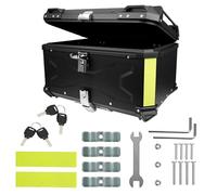 WUDLEP 65L Motorcycle Top Case, Aluminum Luggage Box with Lock & 4 Keys, Universal Black Tail Trunk with Baseplate Waterproof, Tail Box with Security Lock for Most Frames