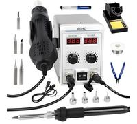 WUDLEP 760W 2 in 1 Soldering Station, Hot Air Rework Station with LED Dual Digital Display, Electric Soldering Iron Station with Heat Gun and Solder Iron Kit, Auto Sleep Functions