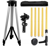 WUDLEP Adjustable Laser Level Pole, Aluminum Alloy Telescopic Pole with Tripod, Extending Up to 12ft, 1/4"-20 Thread and 5/8"-11 Adapter, for Precise Alignment, Yellow