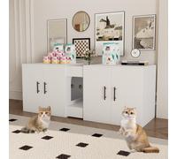 WUDLEP Cat Litter Box Enclosure for 2 Cats, 55" x 21" x 20" Modern Hidden Litter Box Enclosure Furniture with Double Room, Indoor Cat Litter Furniture, Side End Table, TV Stand