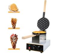 WUDLEP Commercial Bubble Waffle Maker, 50-250℃ Adjustable Nonstick Electric Waffle Machine with 180° Rotatable 2 Pans, 260-Liter Capacity Egg Waffle Maker for Restaurants, Snack Bars and Bakery