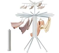 WUDLEP Cylinder Drying Rack, Octopus Clothing Quadrupod, Double Collapsible Laundry Drying Stand with Universal Wheel, 360° Rotation, Expandable 16 Dry Rods 24 Drying Clips, for Household & Camping