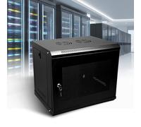 WUDLEP Data Server Rack Data Cabinet, 9U 400mm Deep Wall Mounted Black Storage Rack for 19” IT Equipment, A/V Devices, Server Room Computer Equipment with Mesh Door, Cooling Fan, Removable Side Panels