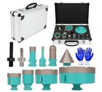 WUDLEP Diamond Tile Hole Saw Kit 12pcs - Diamond Core Drill Bits 6/6/8/20/35/50/68/100mm for Tile Porcelain Ceramic Marble with 20mm Finger Bit and 50mm Chamfer Bit Trimming Holes and SDS/HEX Adapter