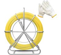 WUDLEP Fiberglass Duct Rodder 1/4" 492FT, with Steel Stand and Brake, Fiberglass Electric Cable Installation Tool, Electrician Pipeline Cable Running Threader Fish Tape Puller