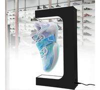 WUDLEP Floating Shoe Display, Levitating Shoe Display Stand Holder with LED Light Rotating Magnetic Levitation Sneaker Rack for Home Decor, Shoes Collectors, Shop Advertising Exhibition, Black