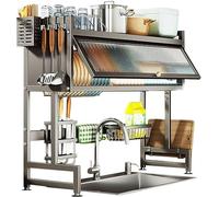 WUDLEP Over Sink Dish Drying Rack, Kitchen Counter Storage Shelf, 33.5in, 3 Tier, Dish Drainer Drying Rack with Utensils Holder, Sink Organize Stand